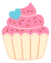 Cupcake cute doodle sticker vector