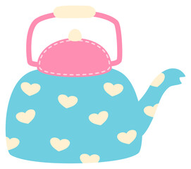 Teapot cute doodle sticker vector