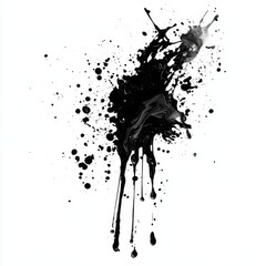 Abstract Black Ink Splash on White Background Capturing Motion and Fluidity in Art