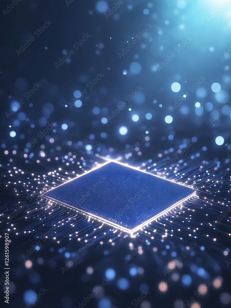 Aufkleber Quantum computing mainframe image with floating...