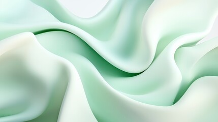 Fototapeta premium Flowing mint green silk fabric textile studio high-quality image soft lighting close-up elegance and luxury