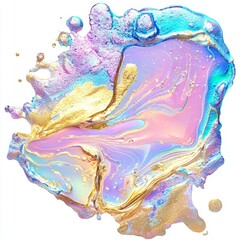 Fototapeta premium Abstract Colorful Fluid Art with Gold and Blue Tones Creating a Dreamy Background Effect in a Digital Design