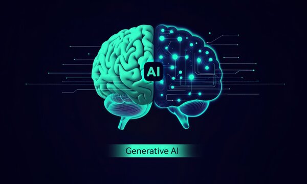 Illustration of Abstract Stream Information: Generating Image, Video from Prompt Concept. Big Data, Technology, AI, Assistant, Data Transfer, Data Flow, Generative AI, Large Language Mode.