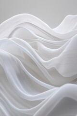 Obraz premium Flowing white fabric textures studio abstract art minimalist close-up elegance and serenity