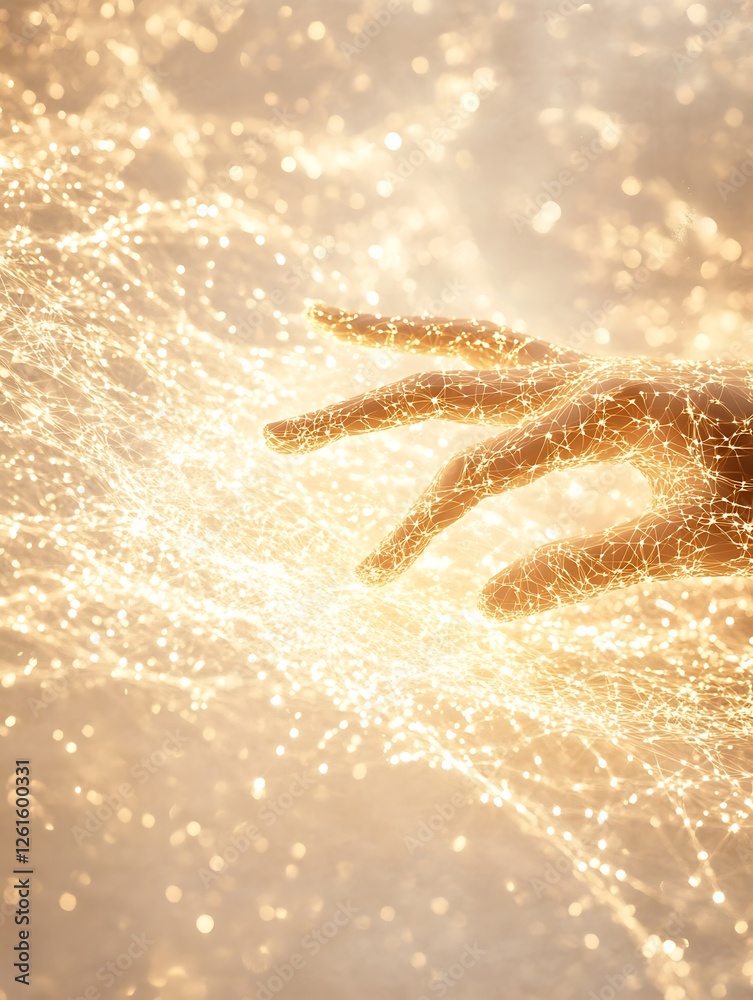 Poster Artistic hands network interlocking design
