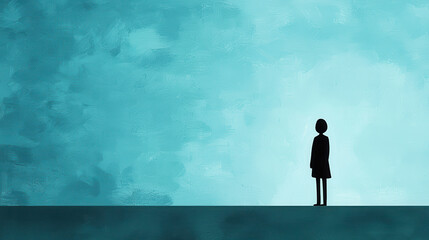 Obraz premium silhouette of person standing against surreal blue sky