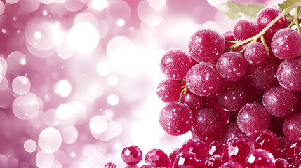 Crystal Red Grapes Against a Sparkling Bokeh Background in Abstract Festive Still Life Composition
