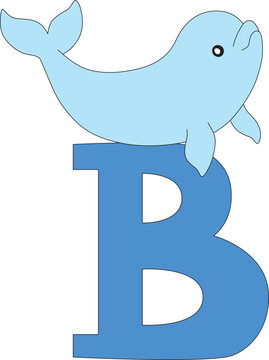recommend clip art: smiling blue beluga whale next to letter B