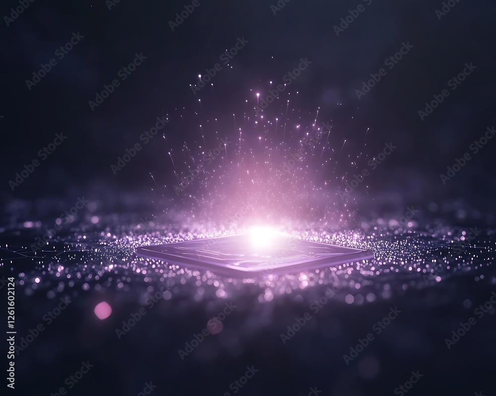 Leinwandbilder A stunning image of an AI quantum computing core radiating with vibrant energy and intricate designs.