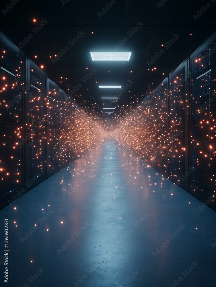 Leinwandbilder A glowing quantum-powered data center image showcasing advanced technology and innovation.