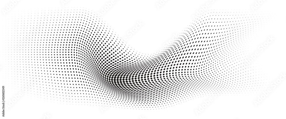 Fototapete flowing wave dot halftone pattern: curve gradient shape on transparent background. suitable for ai, 