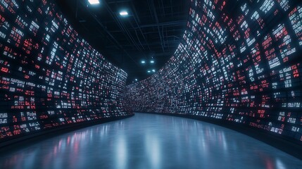 A digital stock ticker design featuring a modern, dynamic graphical element.