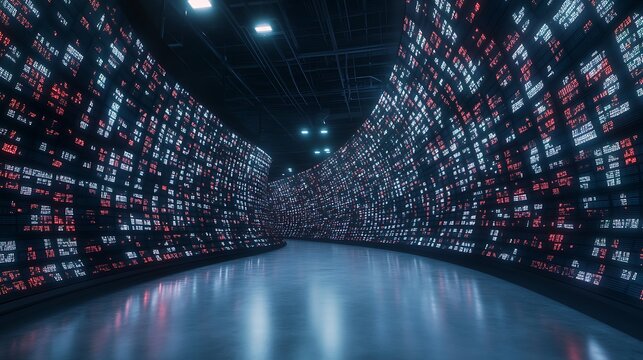 A digital stock ticker design featuring a modern, dynamic graphical element.