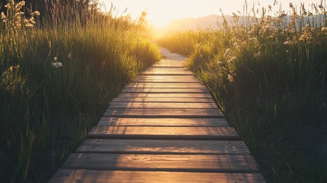 A wooden boardwalk with steps leading up to a panoramic viewpoint.