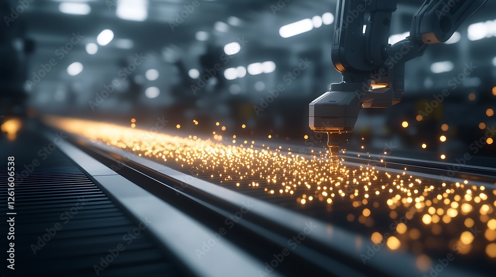 Poster High-tech robotics factory focusing on humanoid AI production and innovation.