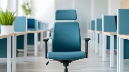 Fototapeta premium Sleek and Organized Office Workspace with Minimalist Furniture and Technology