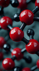 Close Up Molecular Structure Red And Black