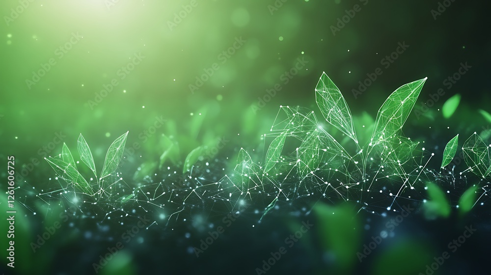 Poster high-tech investment hub emphasizing sustainability and innovation in a modern setting.