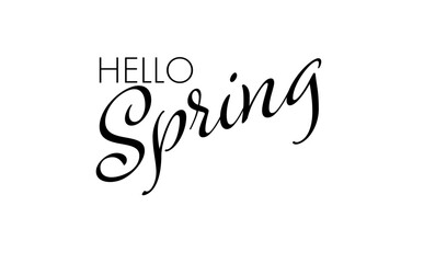 春の訪れを祝福する、HELLO SPRINGのシンプルなロゴマーク（ベクター素材）
