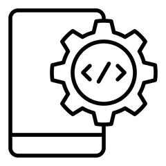 Mobile App Development Icon. Vector Illustration. Symbol of Smartphone Software Creation