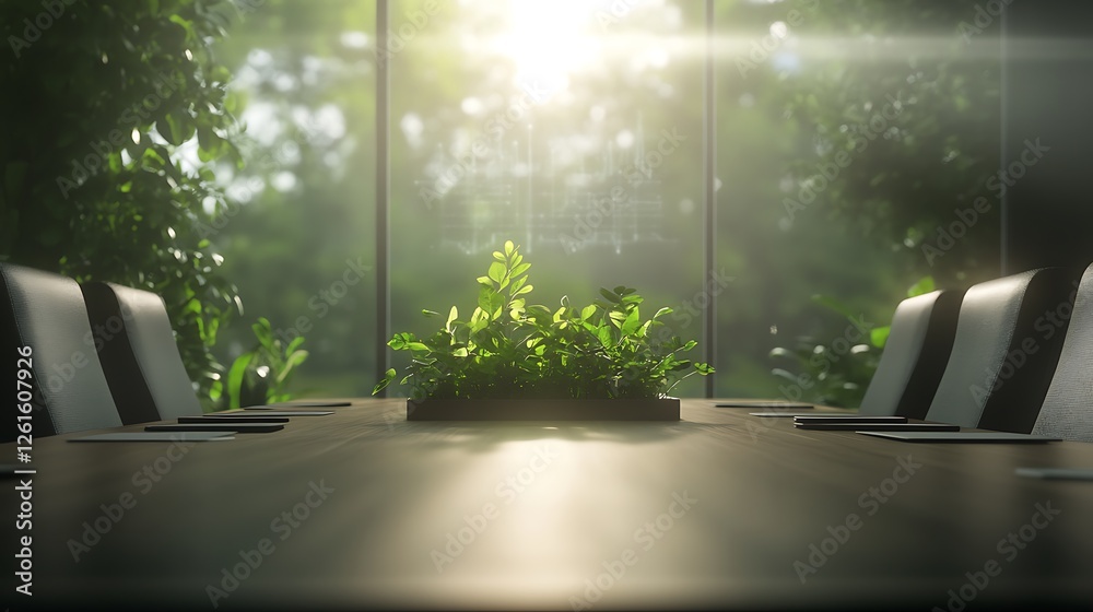 Aufkleber a high-tech corporate boardroom featuring ai-driven technology and modern design elements.