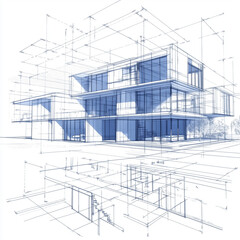Fototapeta premium CAD 3d architectural technical drawing of a complex
