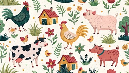 Fototapeta premium Farm Animal Science Illustrations: Educational Charts & Diagrams for Agriculture & Veterinary Studies