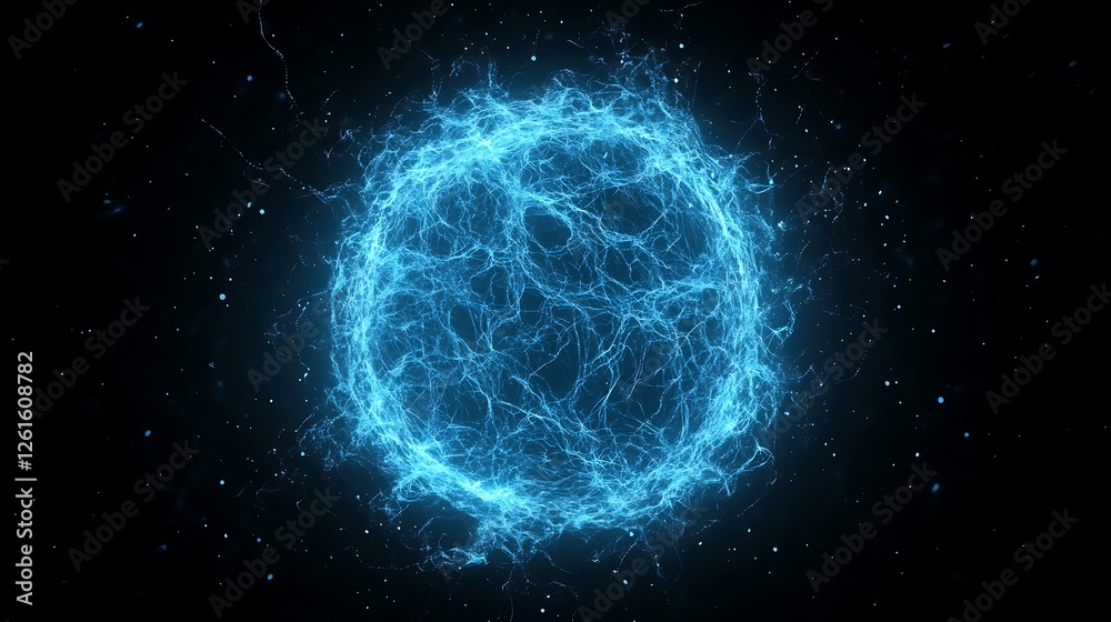 Poster a digital image of a glowing holographic globe, symbolizing finance and technology.