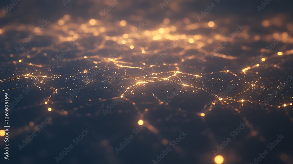Poster A vibrant depiction of a blockchain network showcasing interconnected blocks, ideal for tech and financial themes.