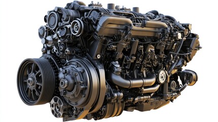 Fototapeta premium A detailed illustration of an automotive engine showcasing its complex components.