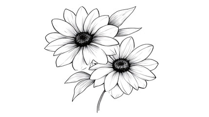 Delicate Daisy Duo Artful Botanical Composition Featuring Petals and Detailed Centers in Soft Focus