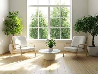minimalist office with bright decor and natural light