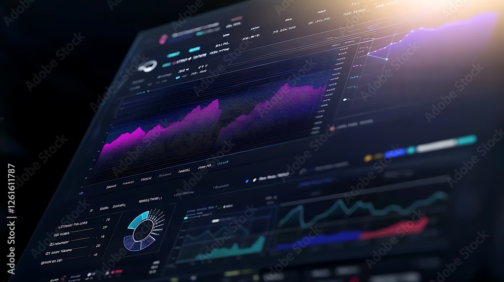 Poster futuristic personal finance dashboard showcasing advanced financial tools and analytics for user man