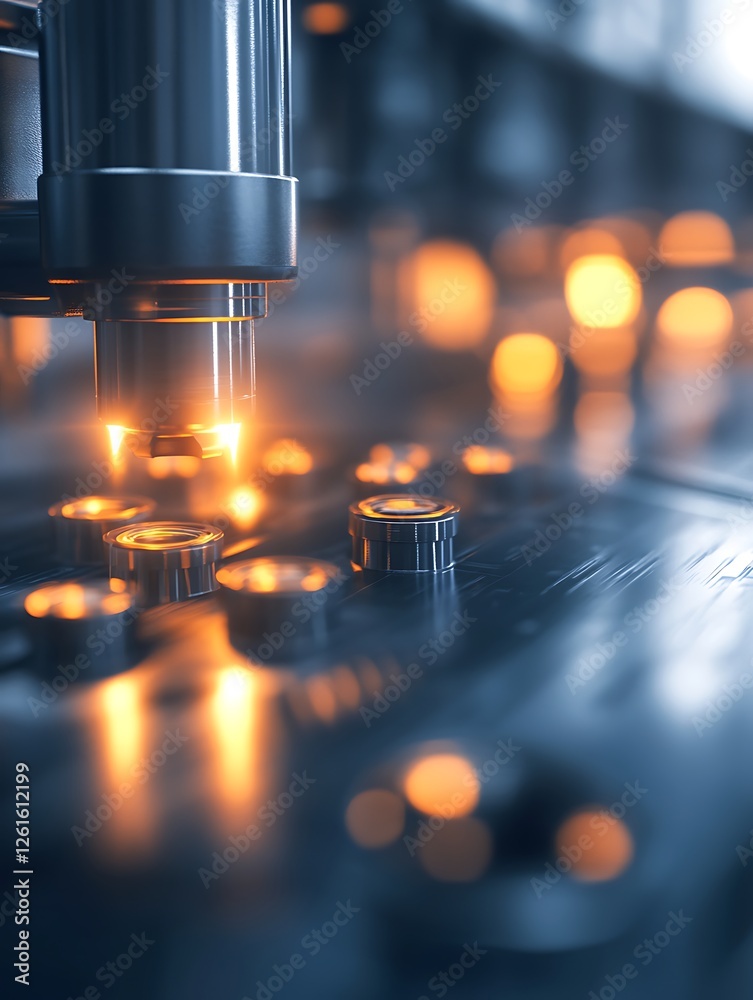 Poster futuristic manufacturing facility showcasing ai-driven technology and innovation in a modern setting