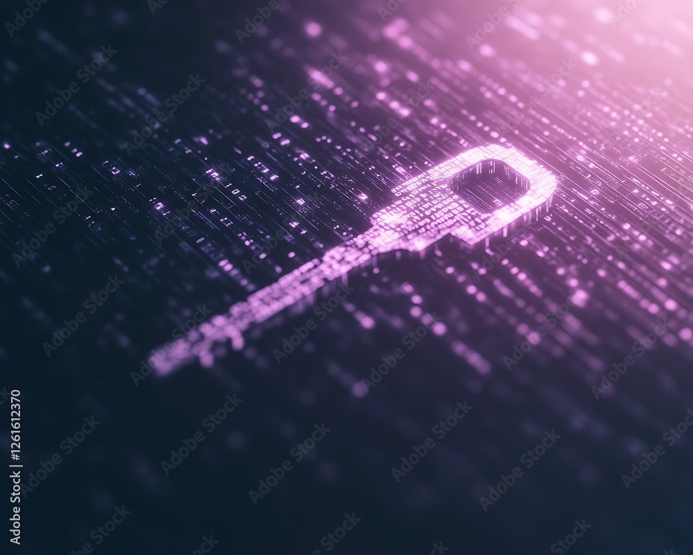 Leinwandbilder A luminous, futuristic key design symbolizing data and technology, ideal for digital concepts.