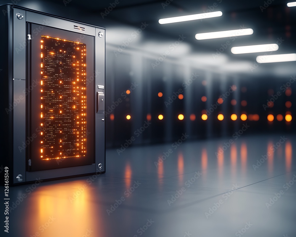 Aufkleber a digital currency vault secured by ai, showcasing futuristic technology in a high-tech environment.