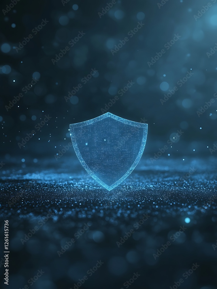 Aufkleber futuristic cyber shield design with a holographic effect, illustrating advanced technology and prote