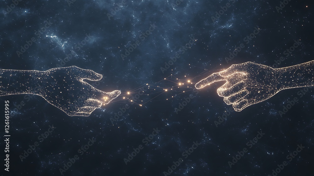 Aufkleber futuristic concept artwork featuring multiple ai-generated hands in a creative design.
