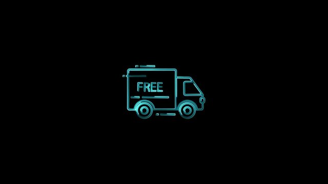 free shipping icon animation. delivery truck, Free delivery, express delivery, fast delivery, logistic, signs, Delivery van, free shipping,  4K Video motion graphic animation.