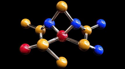 Colorful molecular structure demonstrating atomic connections on a dark background for educational use