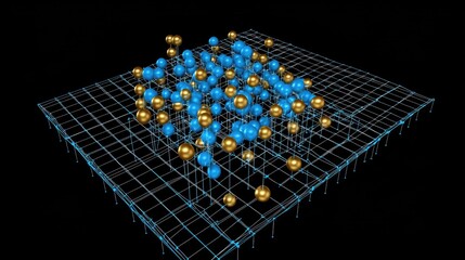 3D Visualization of Data Points Representing Complex Relationships in a Grid Structure