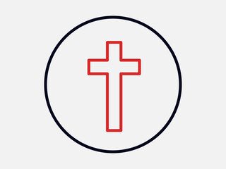 Cross icon. Religion icon. Outline icon concept. Religion symbols related vector line icons.
