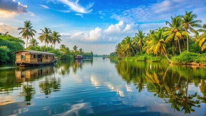 Fototapeta premium Tranquil Alappuzha Backwaters, waterways landscape