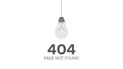 Light bulb and 404 error message, ideal for website design to convey error pages in a visually appealing way.