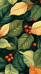 leaf with coffee vector wallpaper