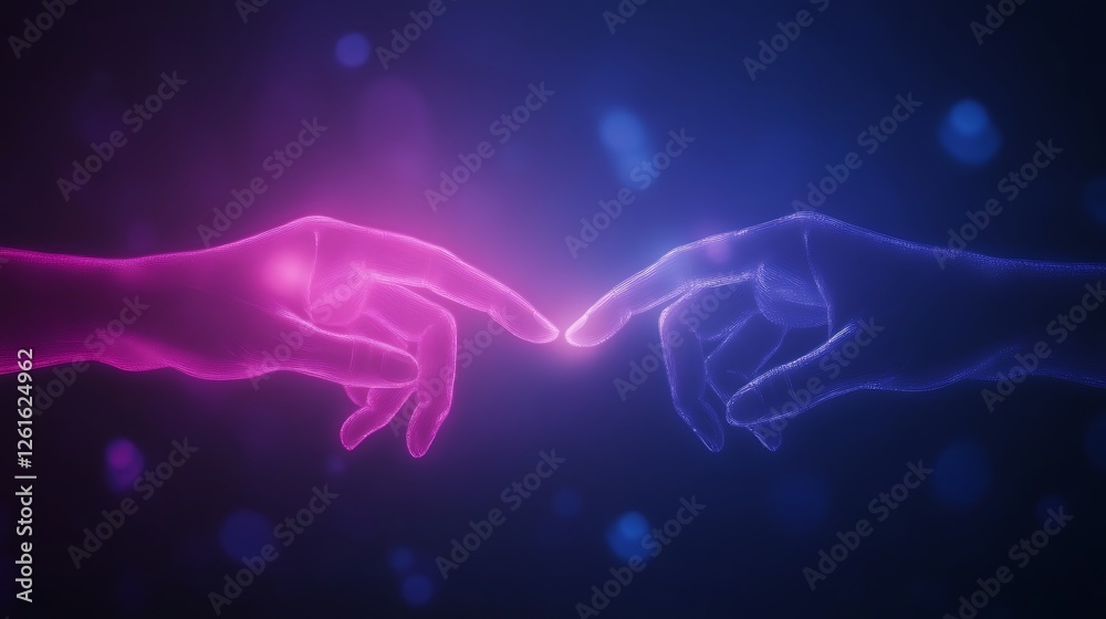 Leinwandbilder close-up of two robotic hands gently touching, symbolizing connection and technology in a futuristic