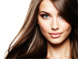 Fototapeta premium Beautiful Brunette Girl. Healthy Long Brown Hair