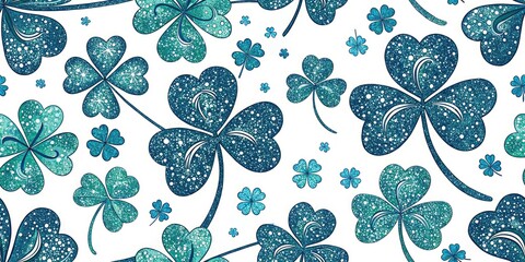 Fototapeta premium St. Patrick's Day Blue Glitter Texture, Tilt-Shift Miniature Photography, Festive Background Design