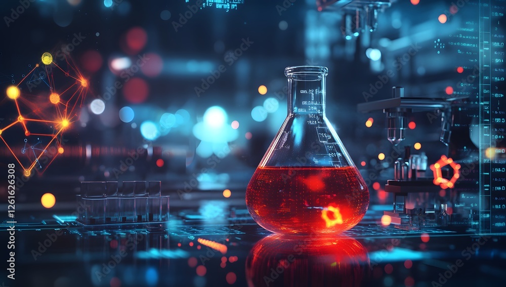Poster Lab Flask, Experiment, Modern Science, Data Visualization