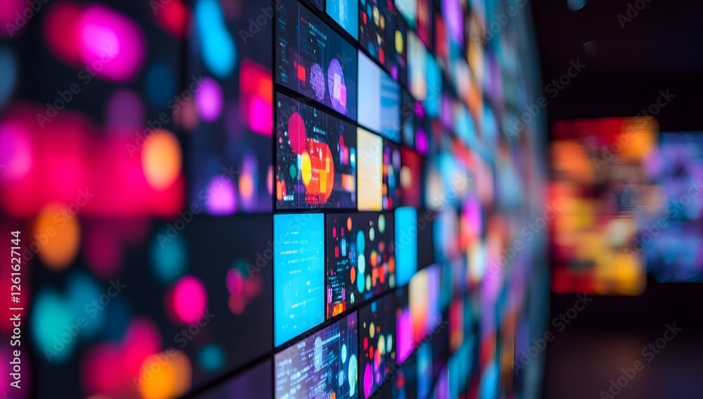 Fototapete interactive wall display showing data visualization